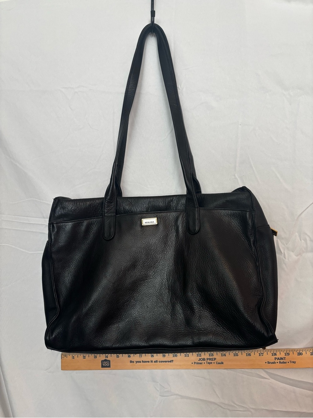 Black Leather Perlina Tote Bag - Classic Everyday Carry